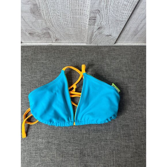 Reversible Bikini Top Womens XS Wild Fable Bright Green & Teal With Orange Ties - Picture 1 of 6